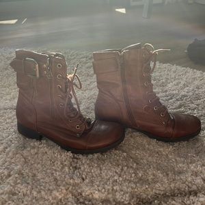 Brown Faux Leather Boots
